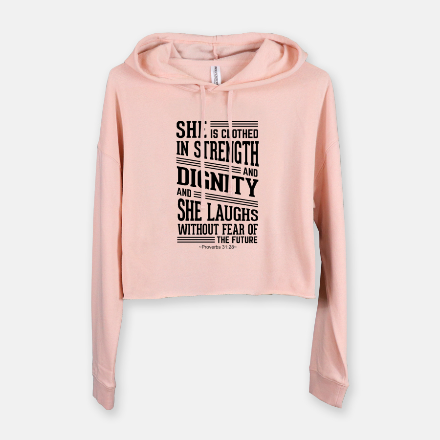 Clothed in Strength - Long sleeve cropped hoodie