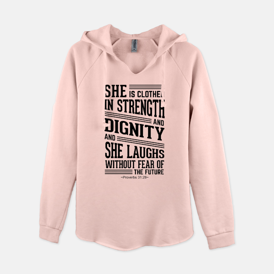 Clothed in Strength - Full length hoodie